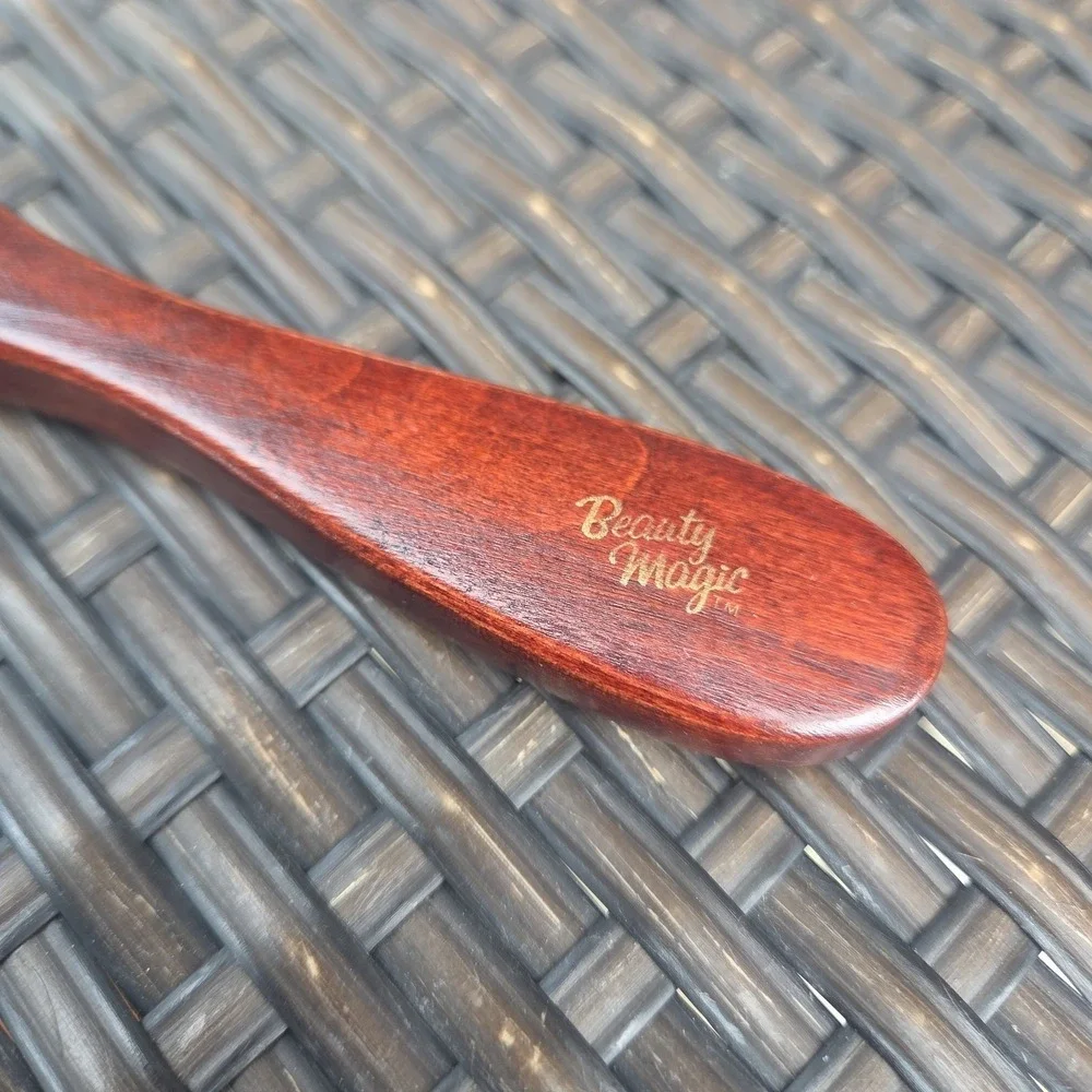 Vintage Dark Wooden Round Beauty Magic Bristle Thin Hairbrush Brush